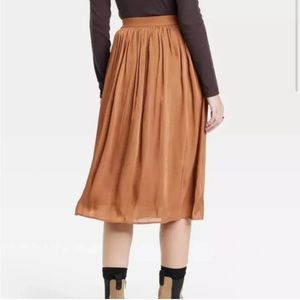 NWOT A New Day | Metallic Burnt Orange Midi Skirt